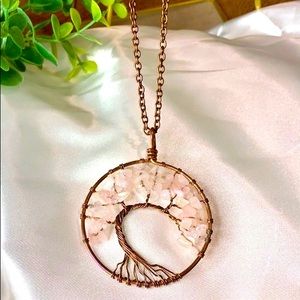 Handmade Genuine Gemstone Chakra Tree of Life Pendant Necklace